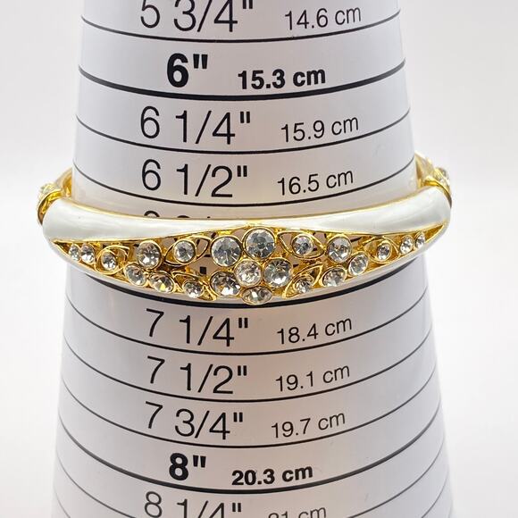 Vintage ERWIN PEARL Bracelet 10K GP White Enamel Crystal Linked Panels RARE - Picture 10 of 10